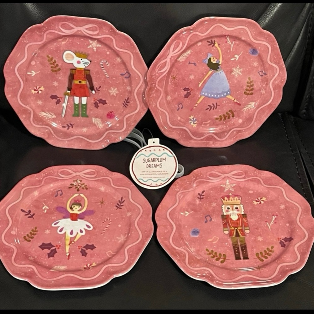 Christmas Sugarplum Dreams Nutcracker Appetizer Plates Set of 4
